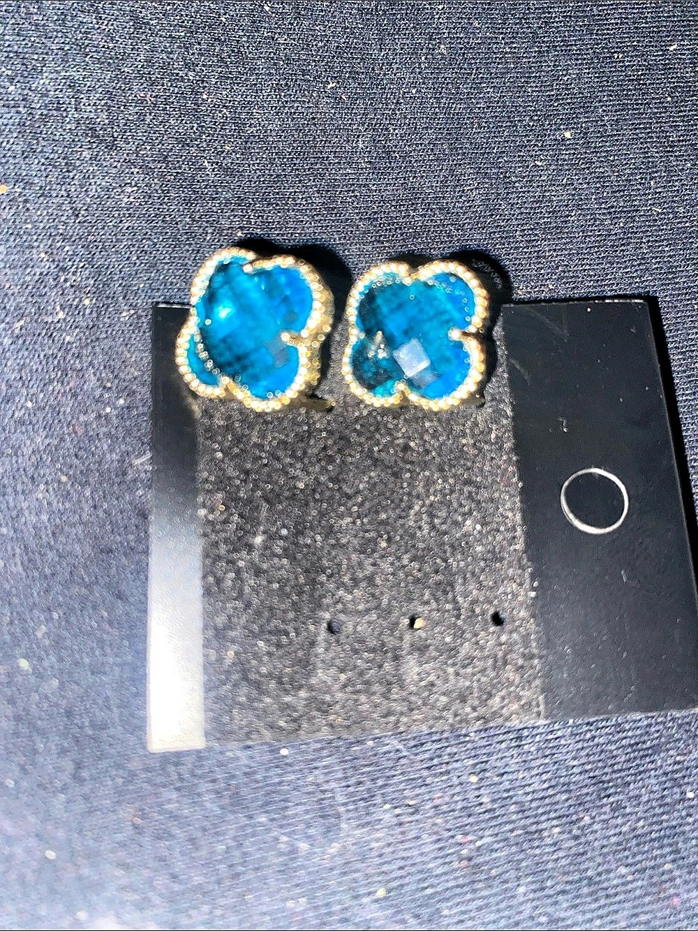 Blue & Gold plated Floral Stud Earrings